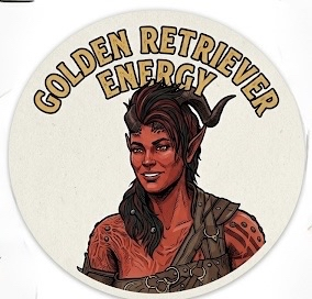 karlach golden retriever energy sticker